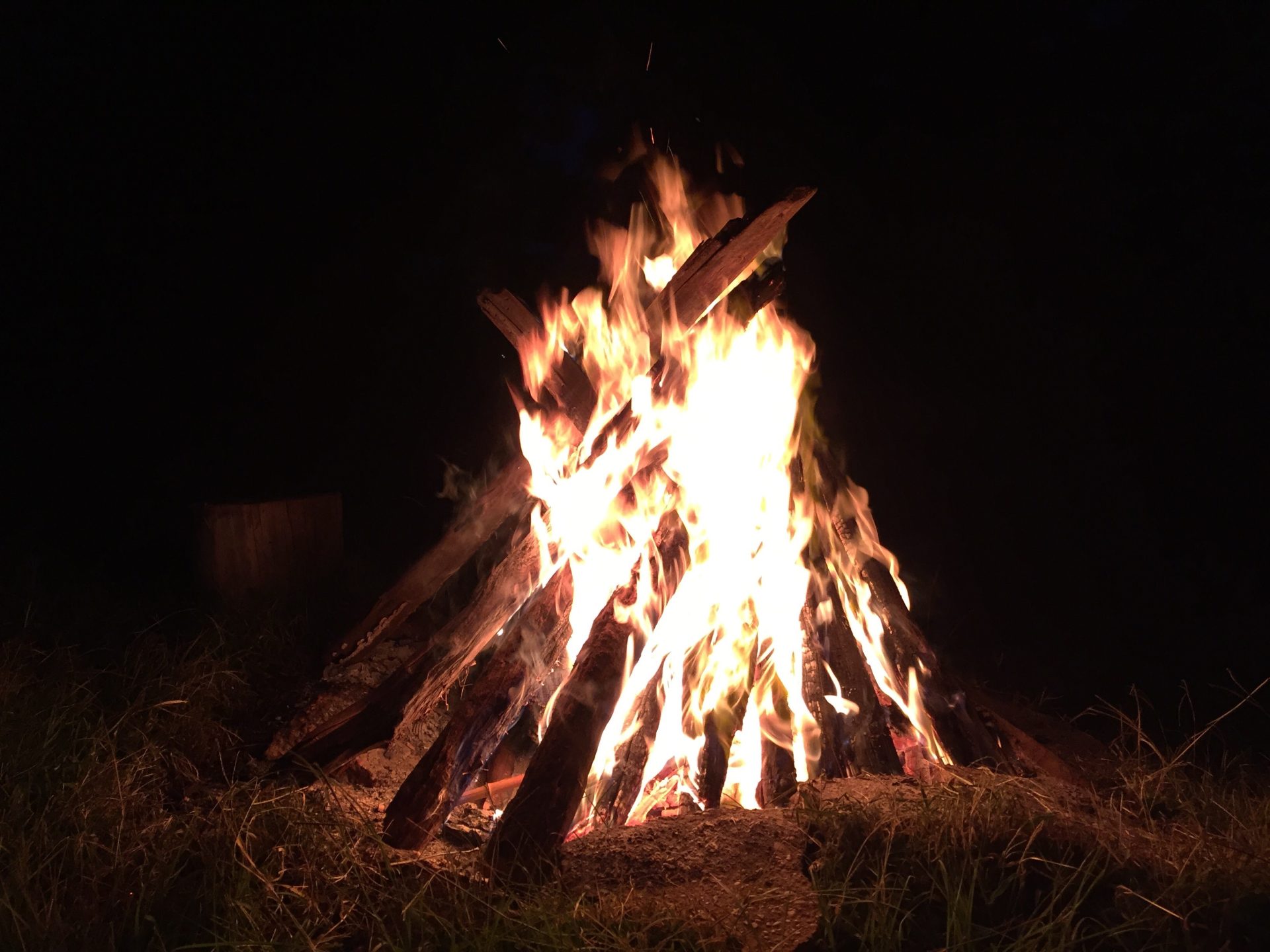 campfire built for warmth and cooking for survival