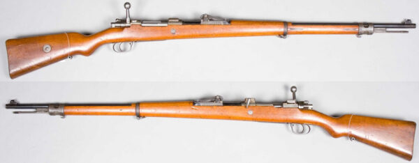 Two views of a Gewehr 98 bolt-action rifle from the Swedish Army Museum collection